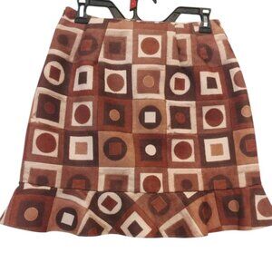 Sharon Endick Kate Poly Suede Skirt Ruffle Side Zip Neutral Colors Women SZ 6